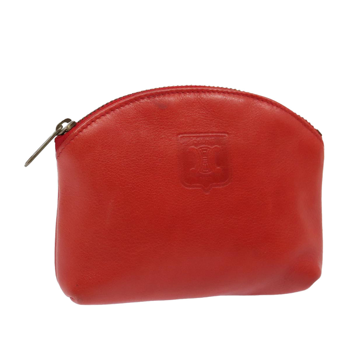 CELINE Pouch Leather Red Auth yk15291