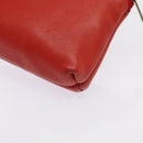 CELINE Pouch Leather Red Auth yk15291-15