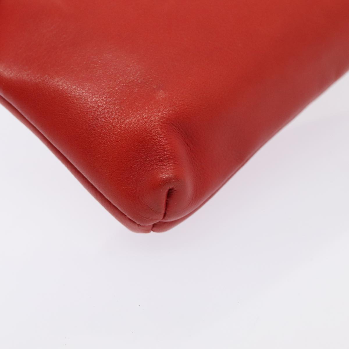 CELINE Pouch Leather Red Auth yk15291