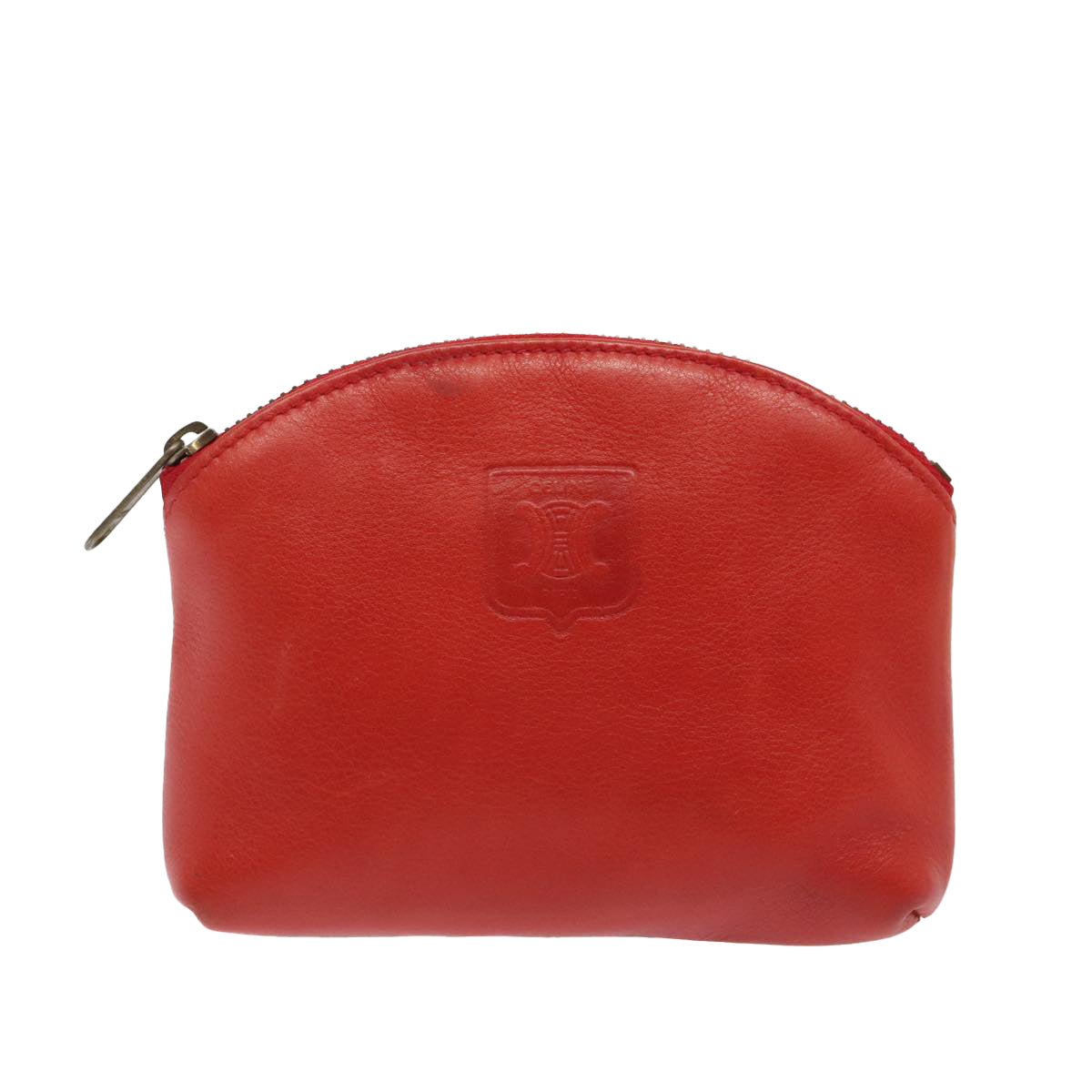 CELINE Pouch Leather Red Auth yk15291