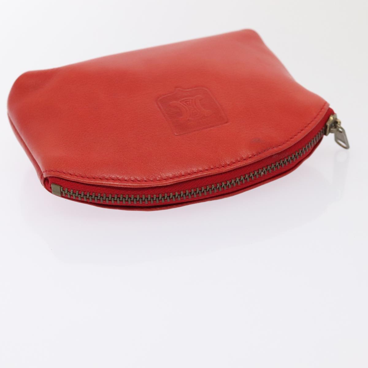 CELINE Pouch Leather Red Auth yk15291