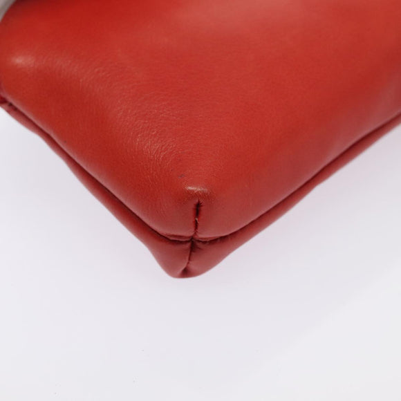 CELINE Pouch Leather Red Auth yk15291