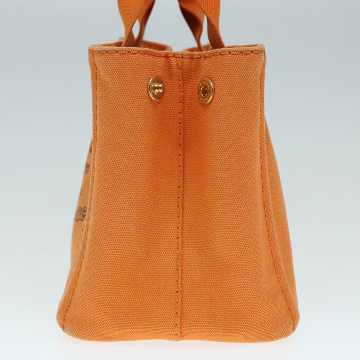 PRADA Canapa PM Hand Bag Canvas Orange Gold Auth yk15292