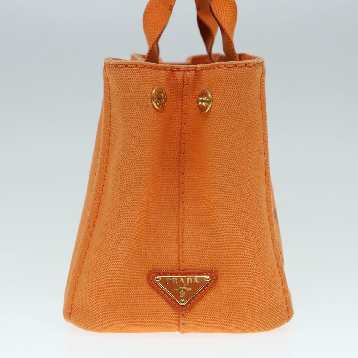 PRADA Canapa PM Hand Bag Canvas Orange Gold Auth yk15292