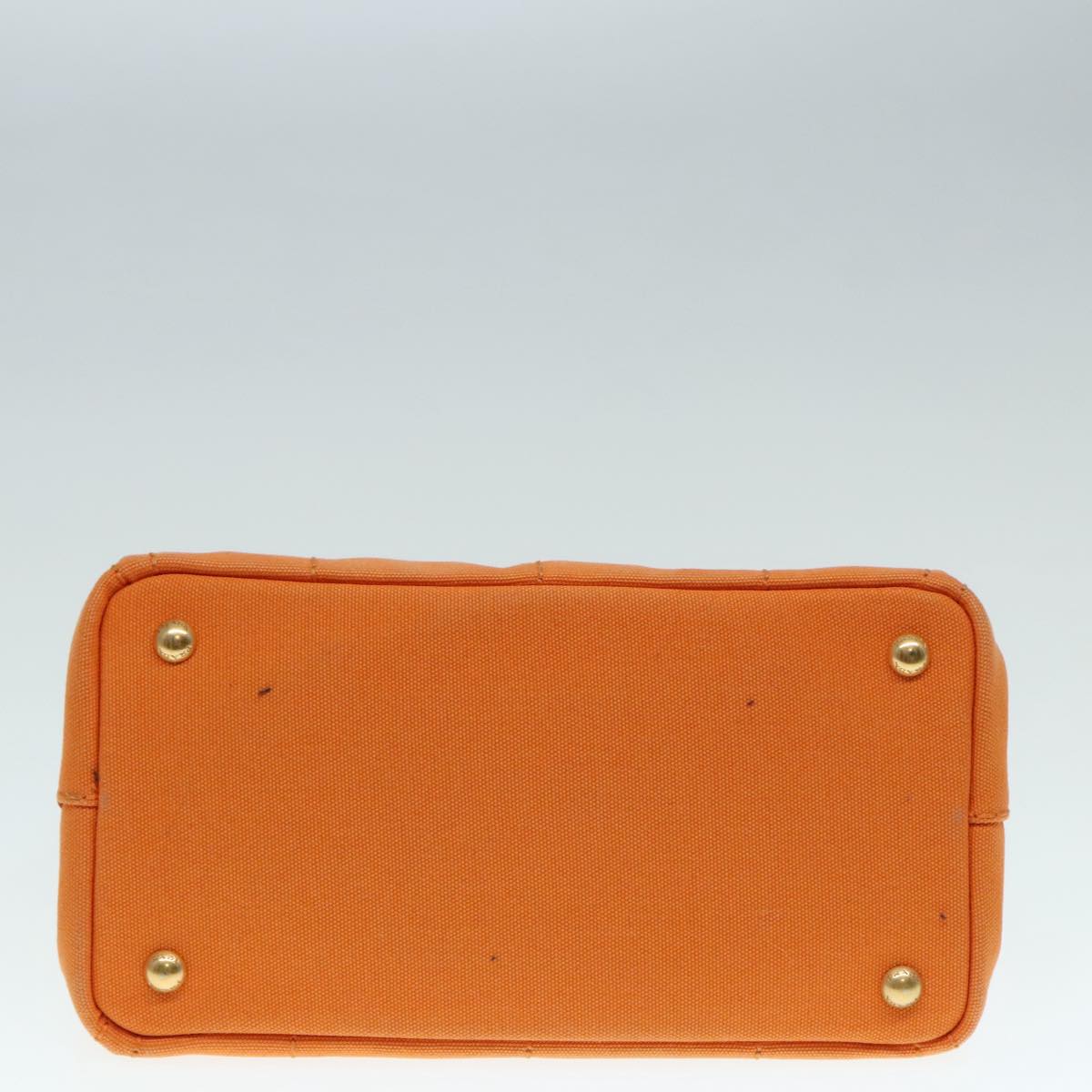 PRADA Canapa PM Hand Bag Canvas Orange Gold Auth yk15292