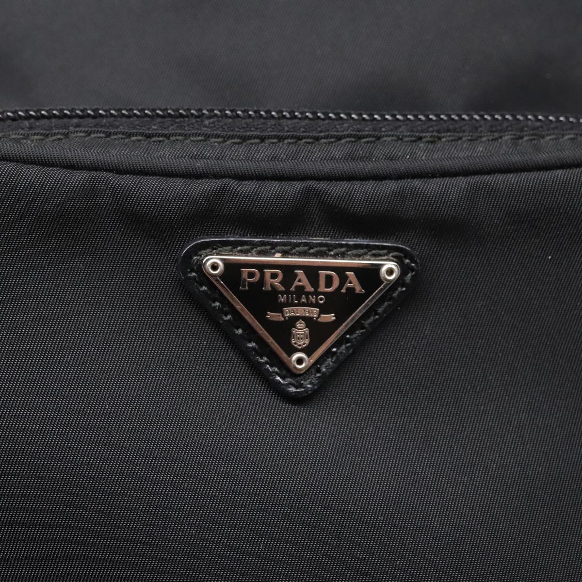 PRADA Shoulder Bag Nylon Black Silver Auth yk15293