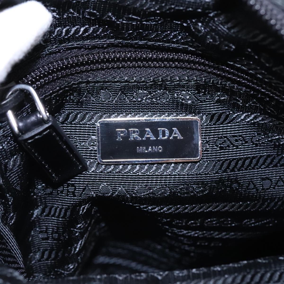 PRADA Shoulder Bag Nylon Black Silver Auth yk15293