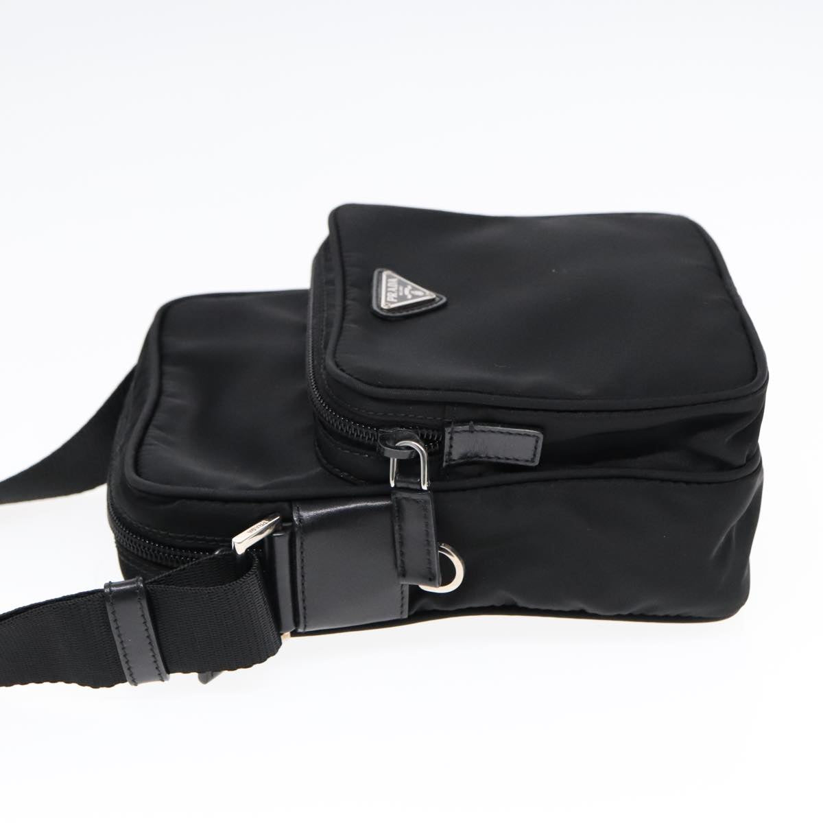 PRADA Shoulder Bag Nylon Black Silver Auth yk15293