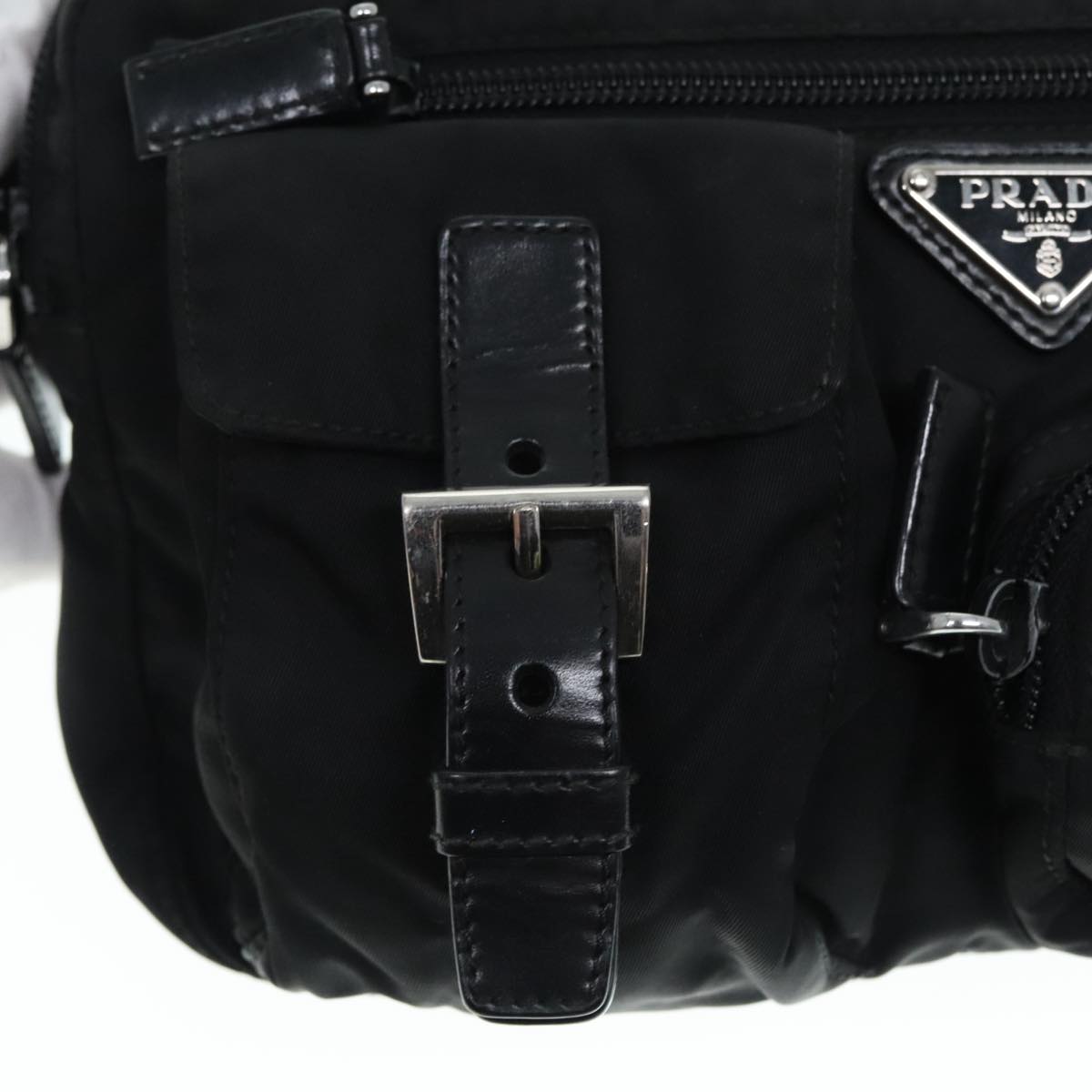 PRADA Waist bag Nylon Black Silver Auth yk15295