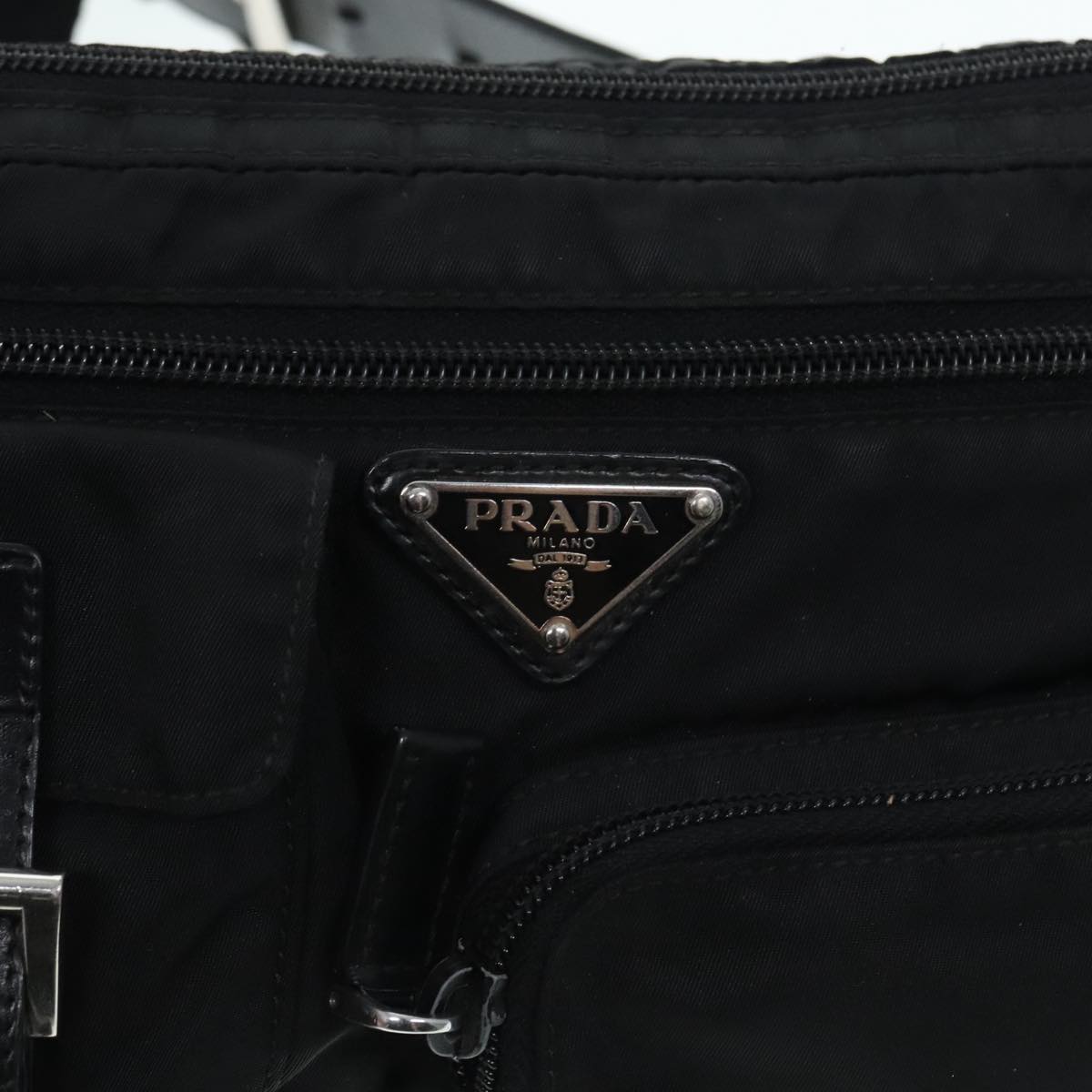 PRADA Waist bag Nylon Black Silver Auth yk15295