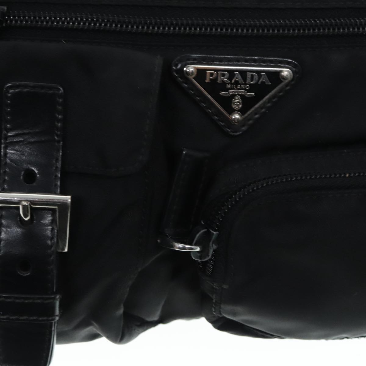 PRADA Waist bag Nylon Black Silver Auth yk15295