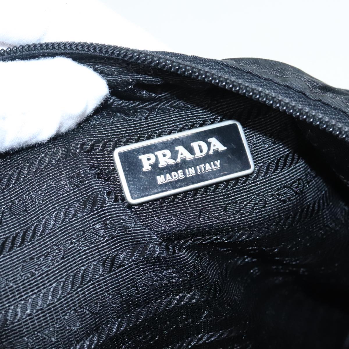 PRADA Waist bag Nylon Black Silver Auth yk15295