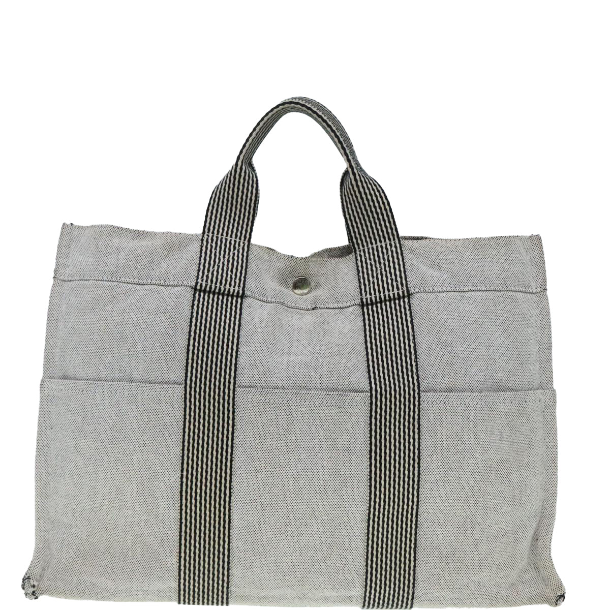 HERMES New Fourre Tout MM Hand Bag Canvas Gray Silver Auth yk15308 - 0