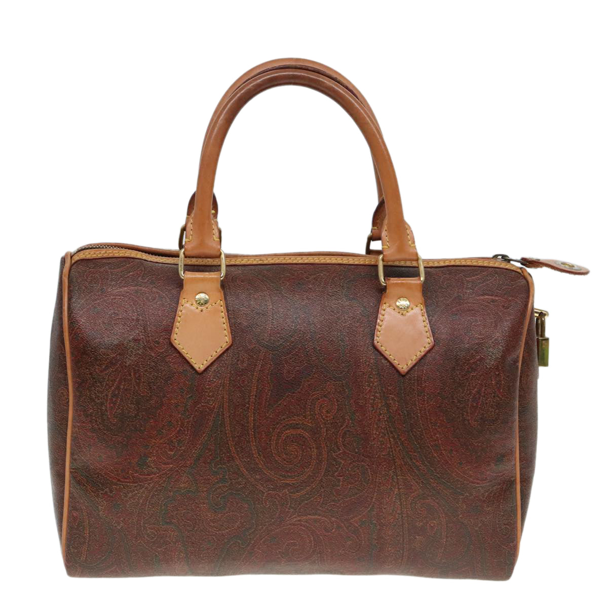 ETRO Paisley Hand Bag Leather Brown Auth yk15314 - 0