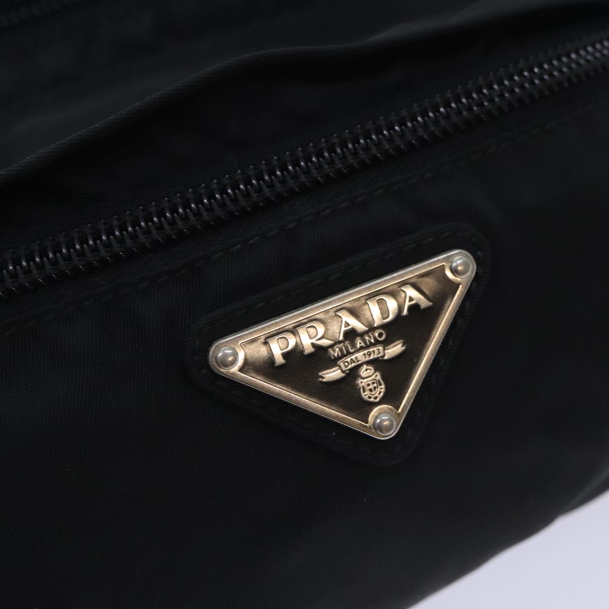 PRADA Body Bag Nylon Black Silver Auth yk15317