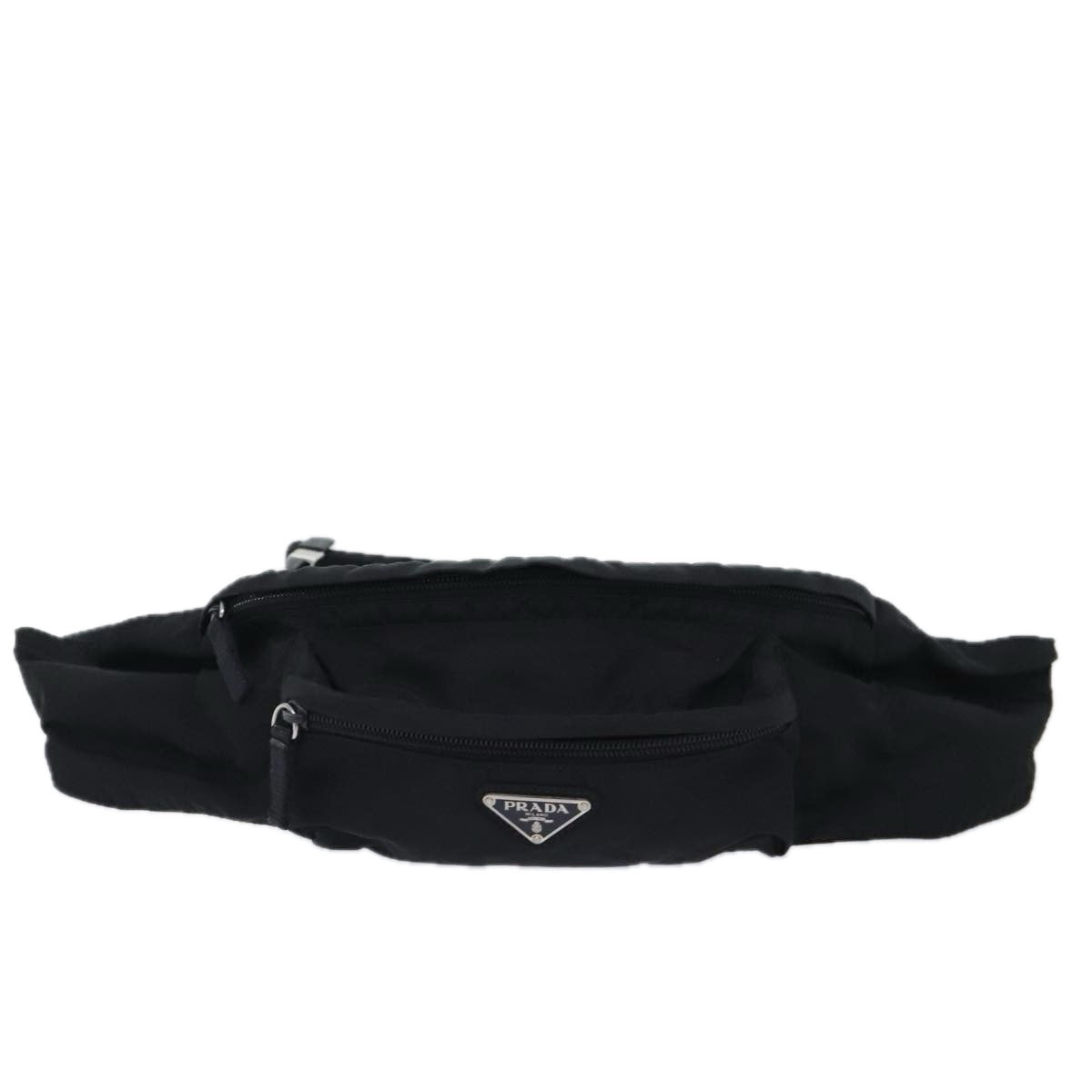 PRADA Body Bag Nylon Black Silver Auth yk15317