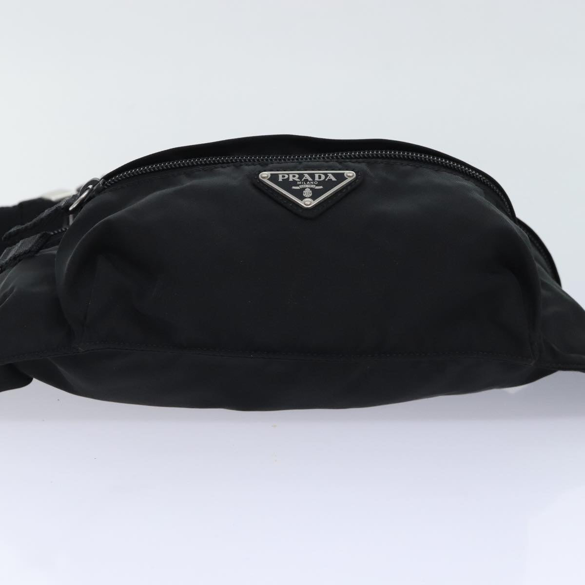 PRADA Body Bag Nylon Black Silver Auth yk15317