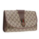 GUCCI GG Supreme Web Sherry Line Clutch Bag PVC Beige 156 01 030 Auth yk15333-1