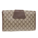 GUCCI GG Supreme Web Sherry Line Clutch Bag PVC Beige 156 01 030 Auth yk15333-2