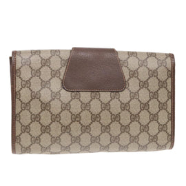 GUCCI GG Supreme Web Sherry Line Clutch Bag PVC Beige 156 01 030 Auth yk15333 - 0