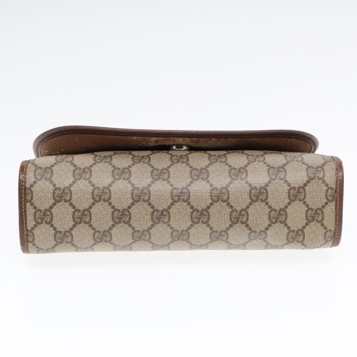 GUCCI GG Supreme Web Sherry Line Clutch Bag PVC Beige 156 01 030 Auth yk15333