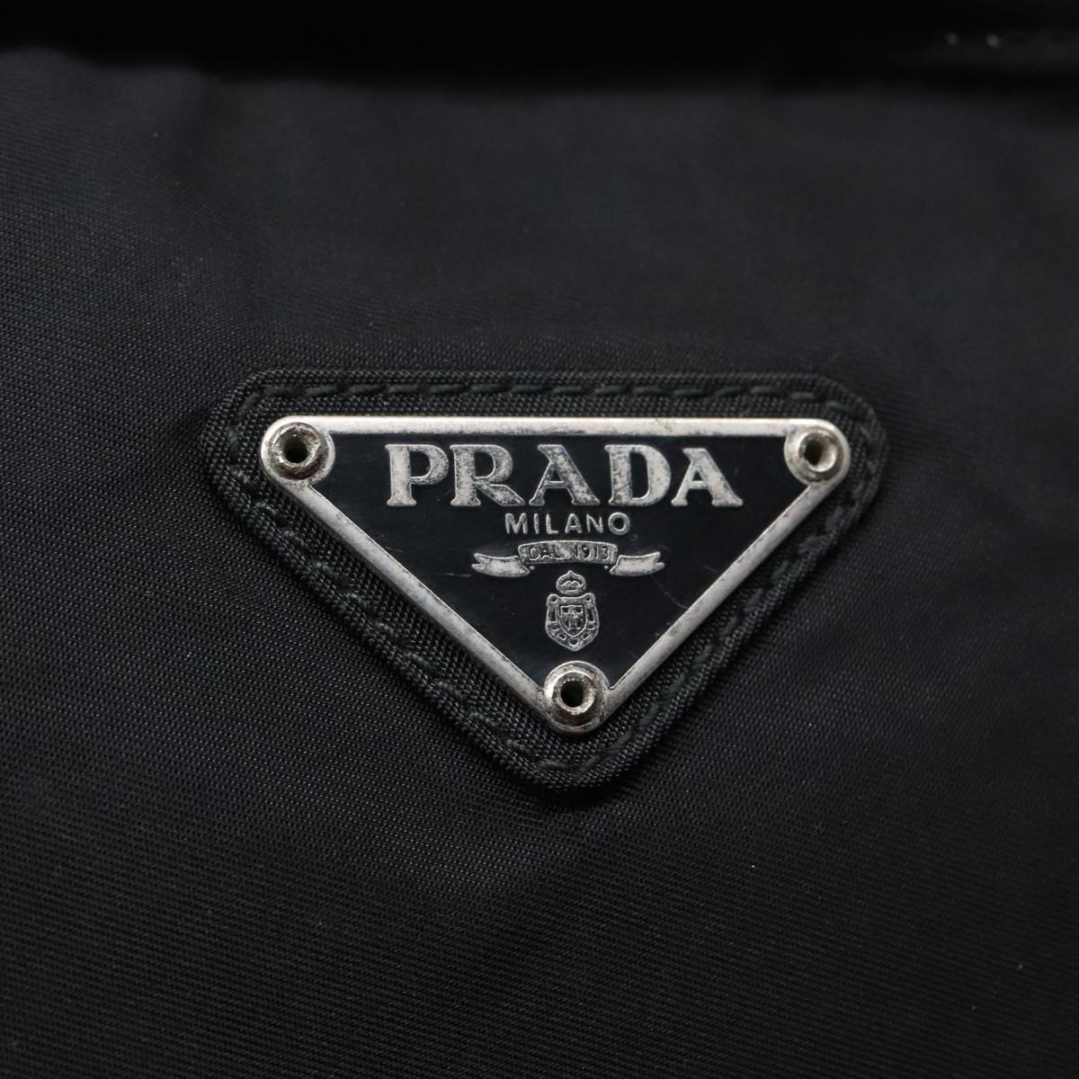 PRADA Shoulder Bag Nylon Black Silver Auth yk15335