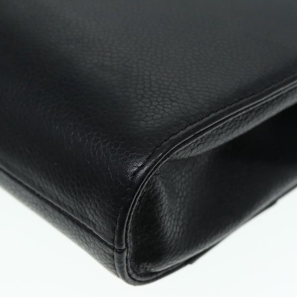 Christian Dior Hand Bag Leather Black Gold Auth yk15344