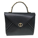 Christian Dior Hand Bag Leather Black Gold Auth yk15344-13