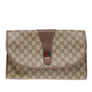 GUCCI GG Supreme Web Sherry Line Clutch Bag PVC Beige 156 01 031 Auth yk15347-13