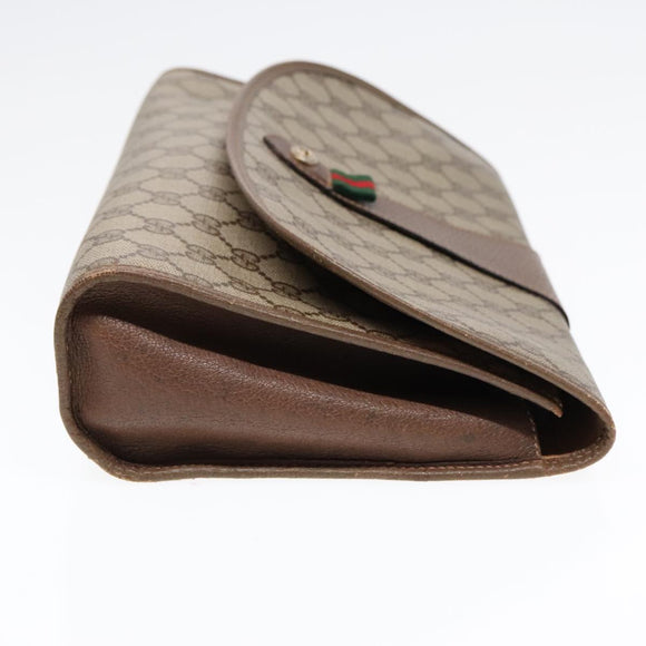 GUCCI GG Supreme Web Sherry Line Clutch Bag PVC Beige 156 01 031 Auth yk15347