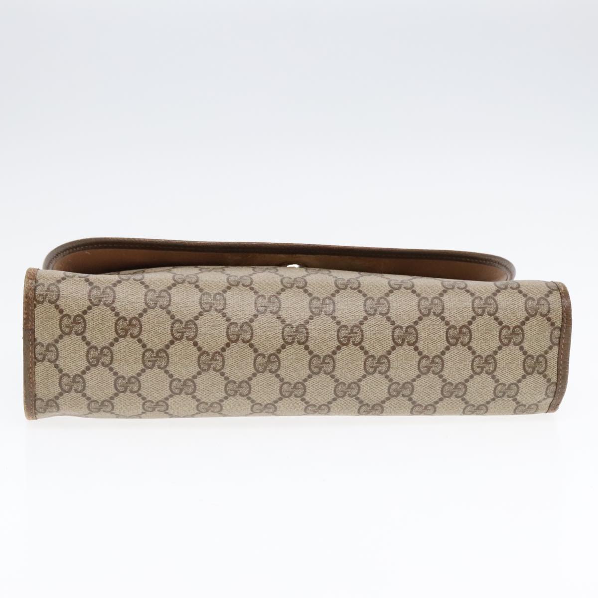 GUCCI GG Supreme Web Sherry Line Clutch Bag PVC Beige 156 01 031 Auth yk15347