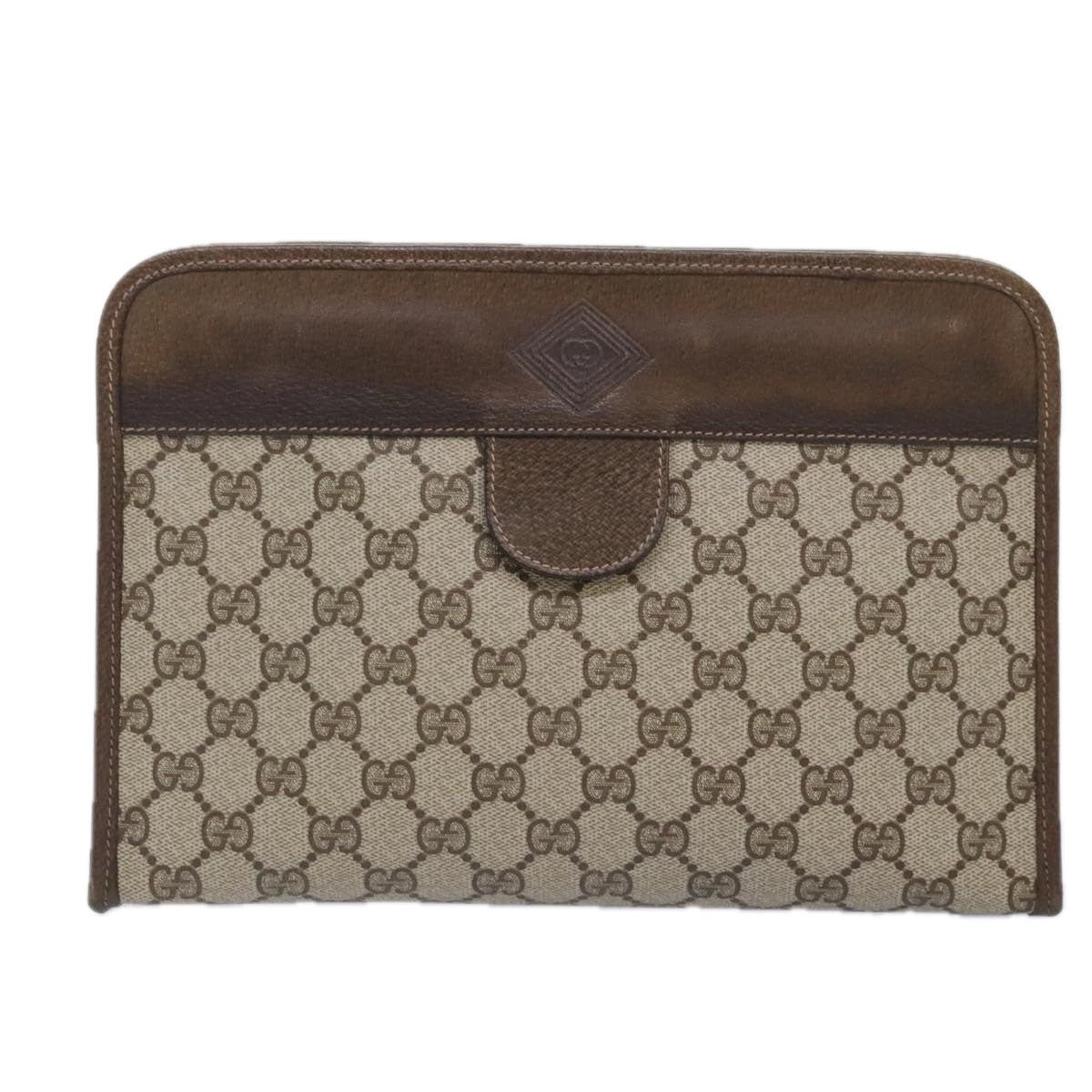 GUCCI GG Supreme Clutch Bag PVC Beige Auth yk15353