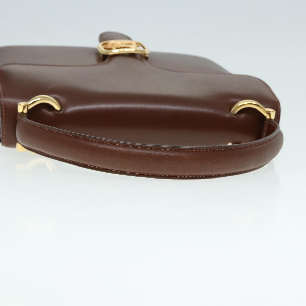 CELINE Horse Carriage Hand Bag Leather Brown Gold Auth yk15361