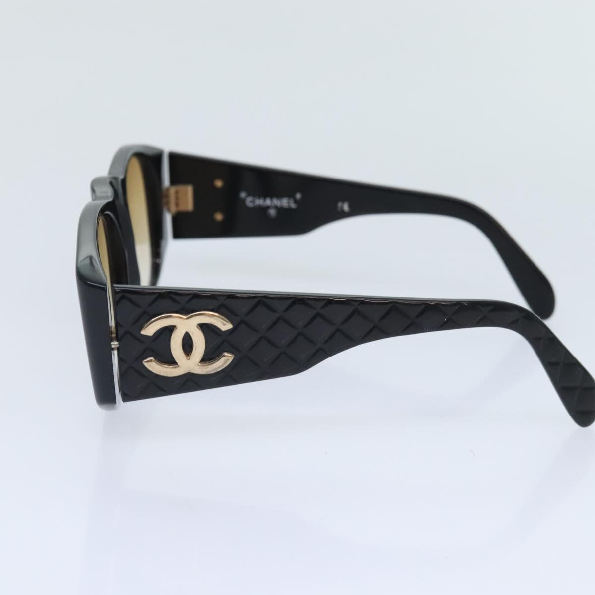 CHANEL Sunglasses plastic Black CC Auth yk15363