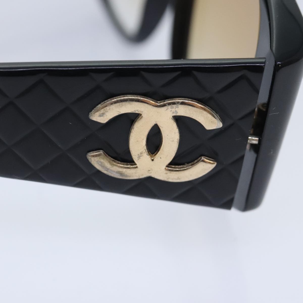 CHANEL Sunglasses plastic Black CC Auth yk15363