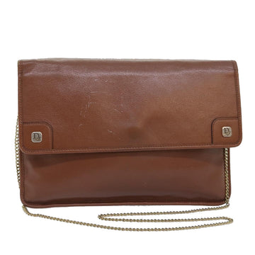 Christian Dior Chain Shoulder Bag Leather Brown Auth yk15370