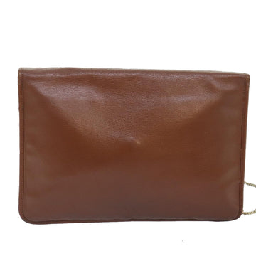Christian Dior Chain Shoulder Bag Leather Brown Auth yk15370 - 0