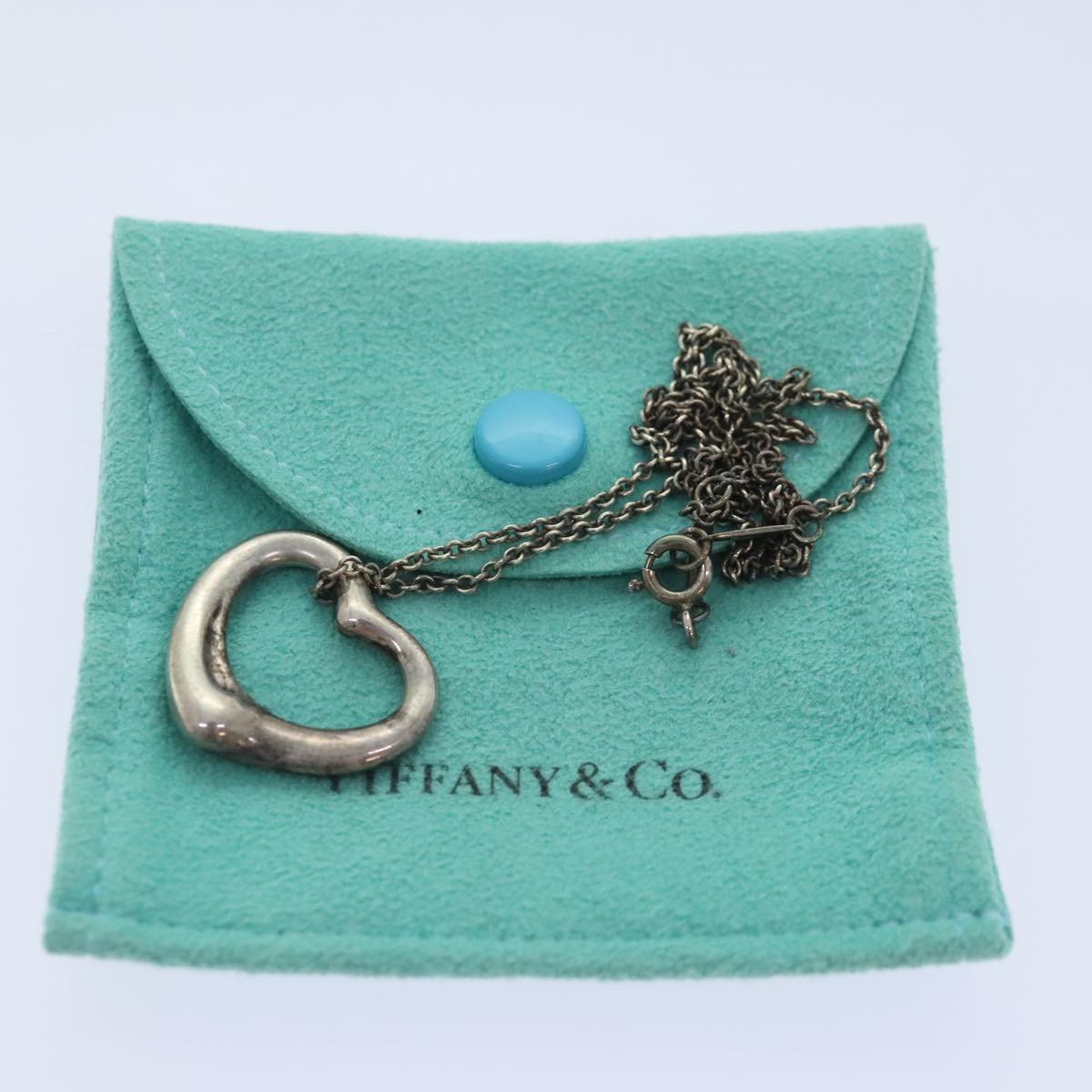 TIFFANY&Co. Open heart Necklace Ag925 Silver Auth yk15371