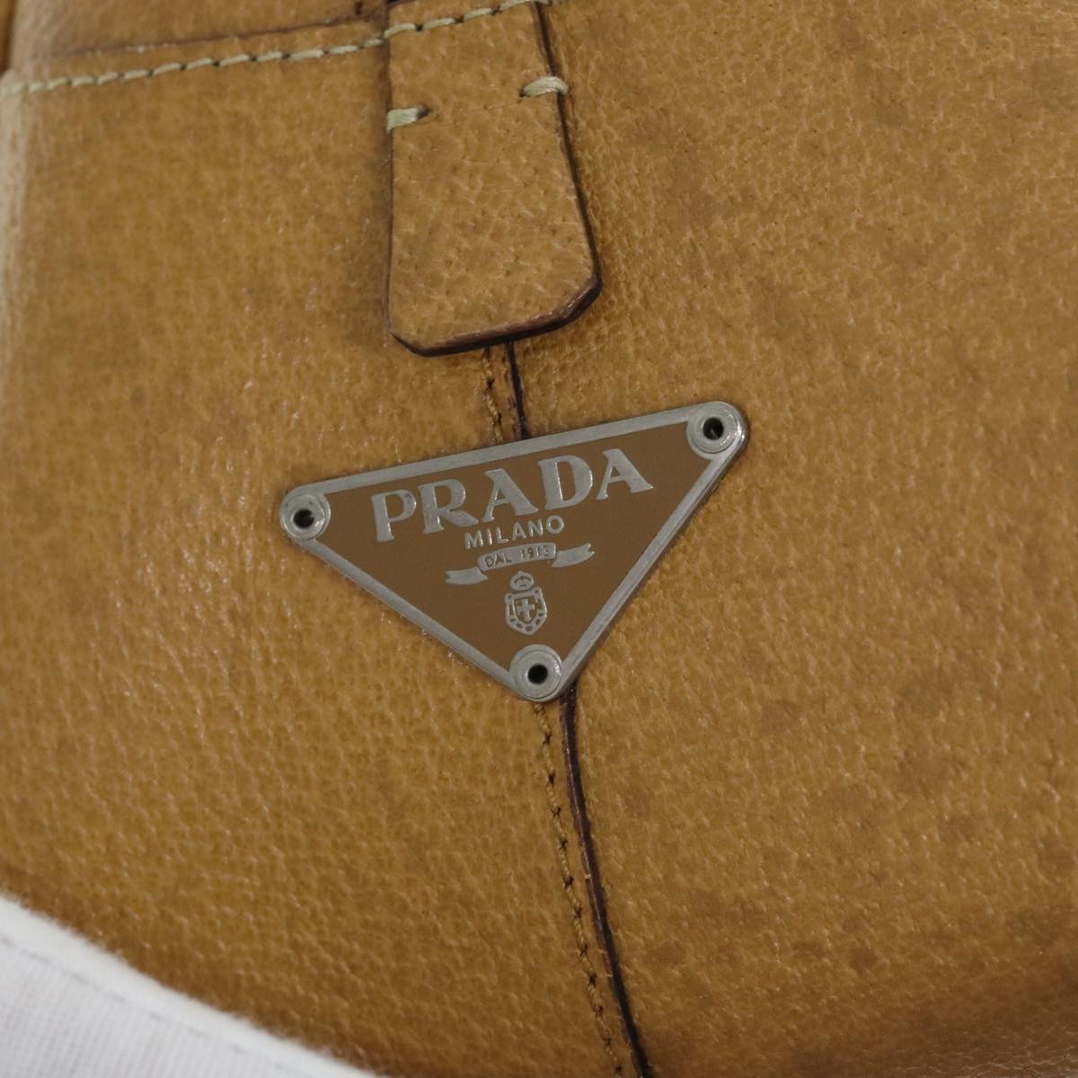 PRADA Shoulder Bag Leather Brown Silver Auth yk15387