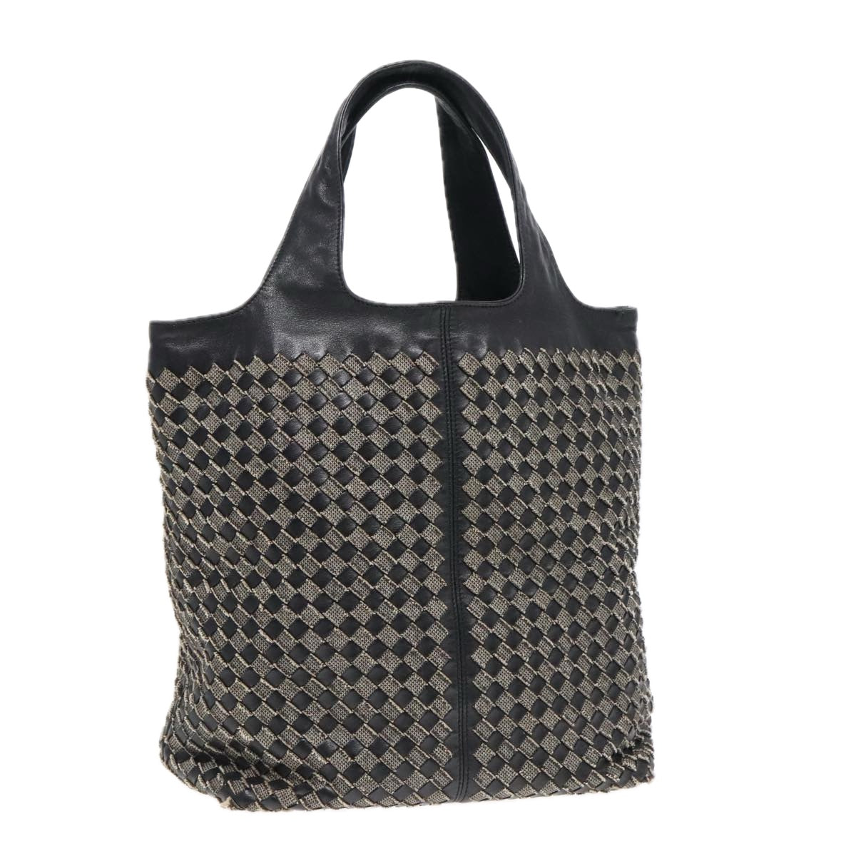 BOTTEGAVENETA INTRECCIATO Tote Bag Leather Black Auth yk15393