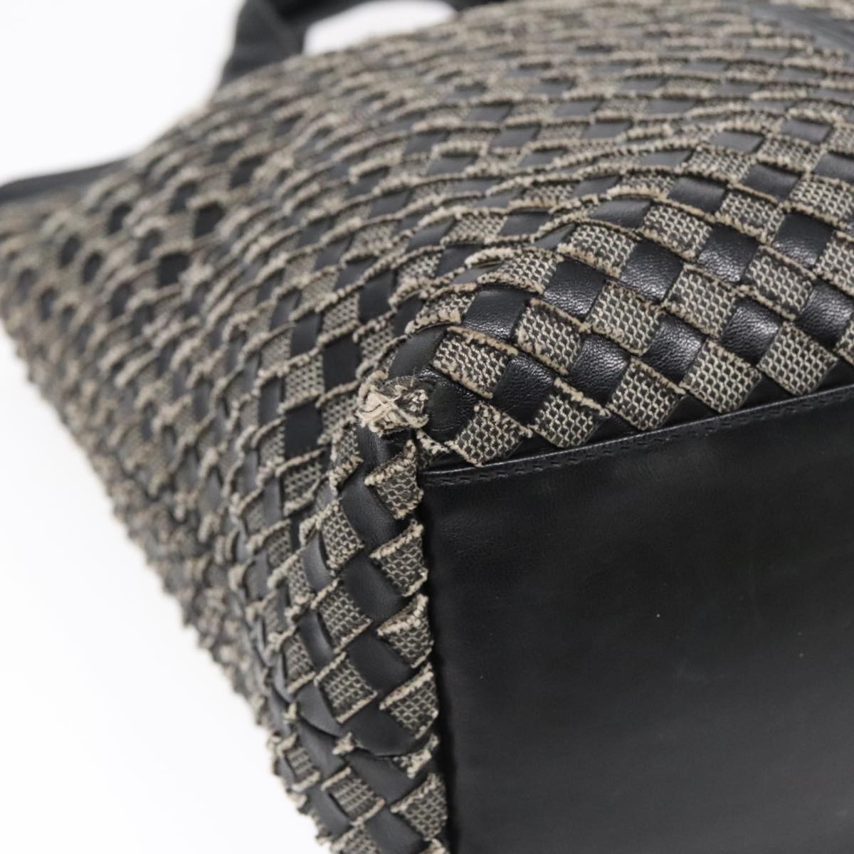 BOTTEGAVENETA INTRECCIATO Tote Bag Leather Black Auth yk15393