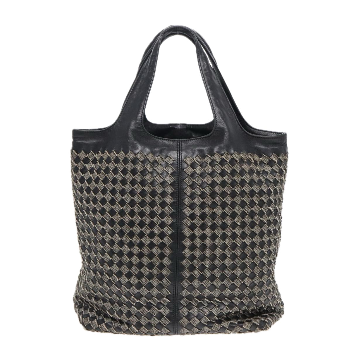 BOTTEGAVENETA INTRECCIATO Tote Bag Leather Black Auth yk15393 - 0