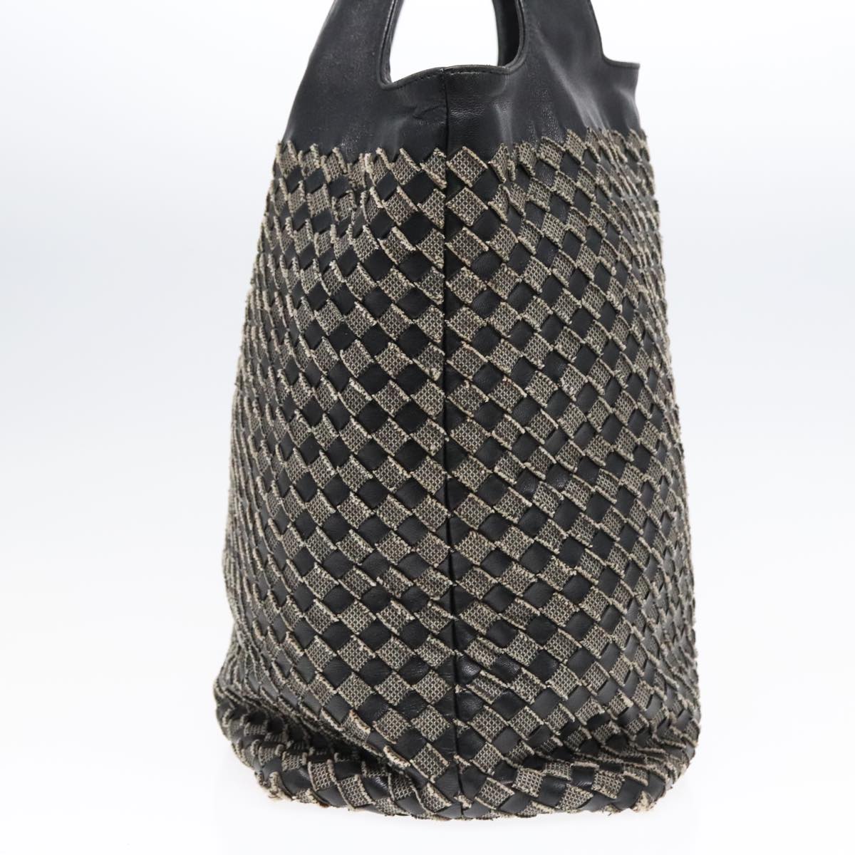 BOTTEGAVENETA INTRECCIATO Tote Bag Leather Black Auth yk15393