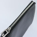 GUCCI Pouch Leather Black Silver Auth yk15398-5