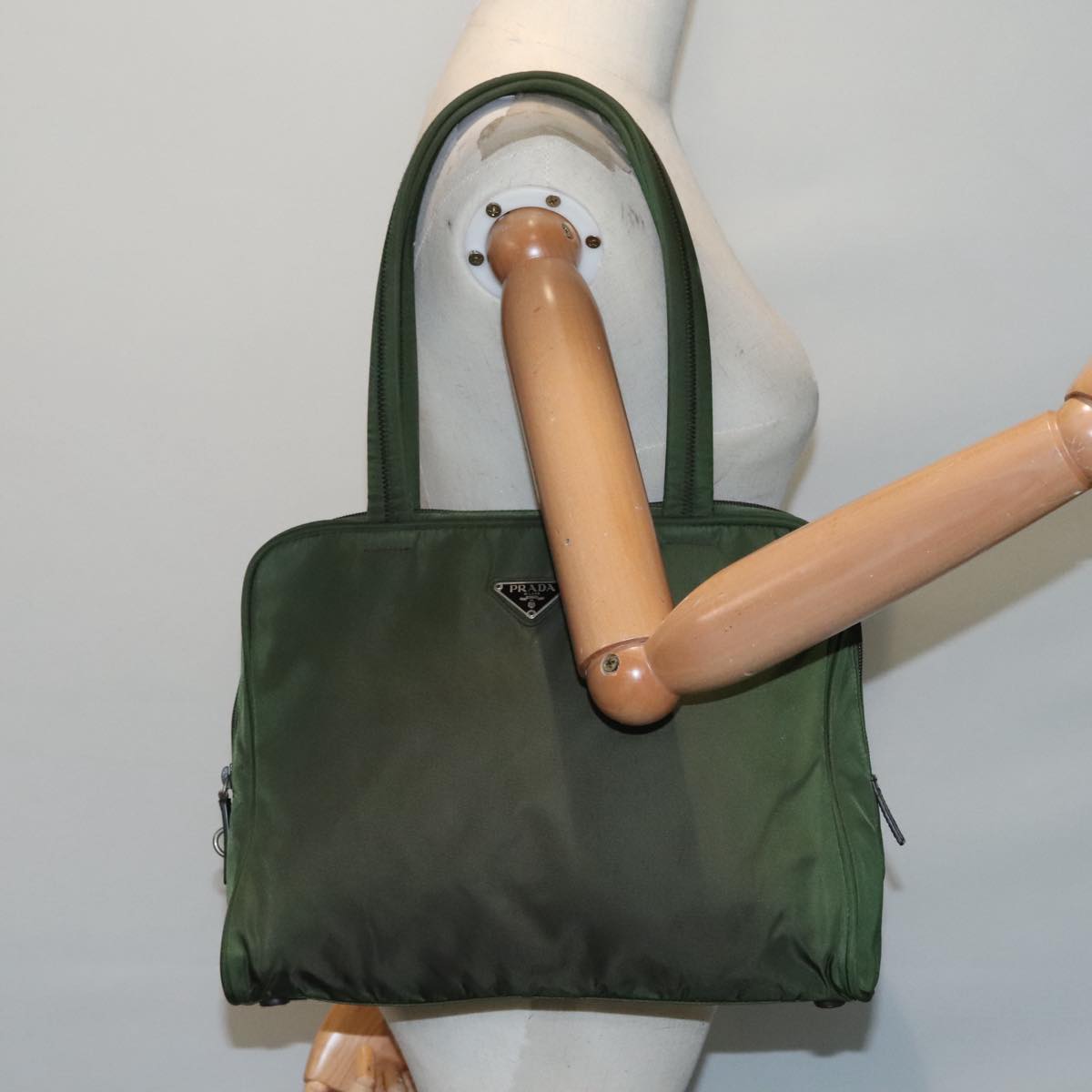 PRADA Tote Bag Nylon Khaki Auth yk15401