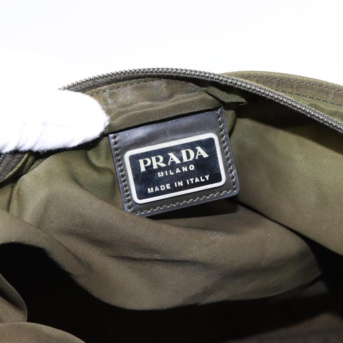 PRADA Shoulder Bag Nylon Khaki Auth yk15402