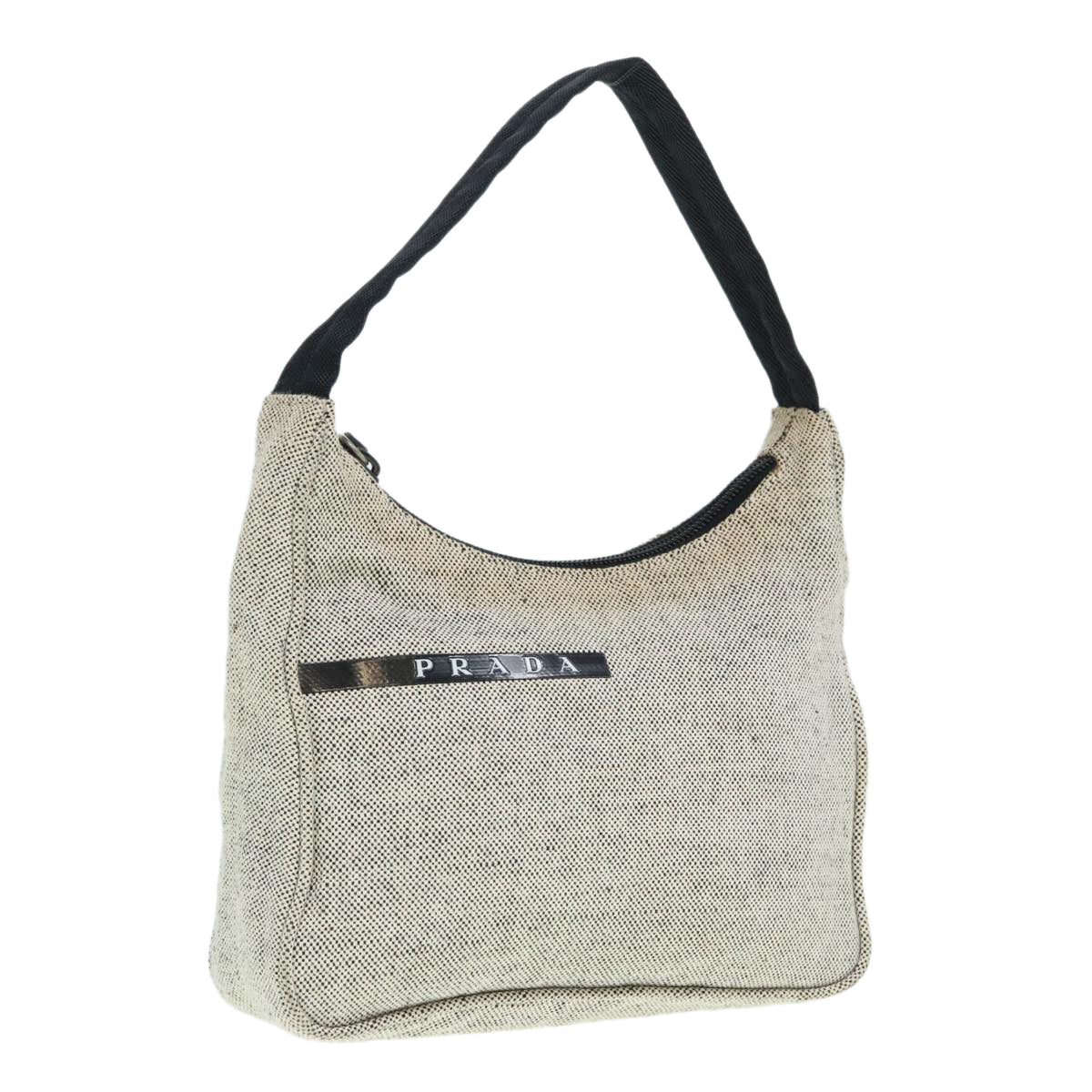 PRADA Sports Hand Bag Canvas Gray Silver Auth yk15403