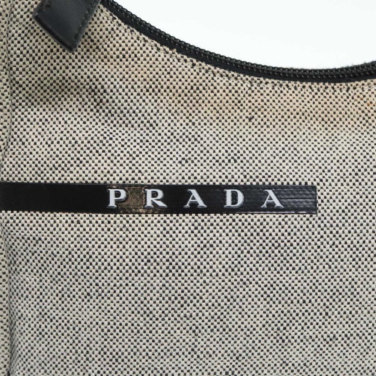 PRADA Sports Hand Bag Canvas Gray Silver Auth yk15403