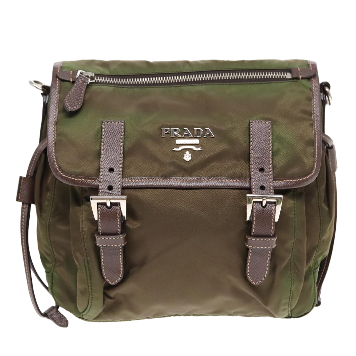 PRADA Shoulder Bag Nylon Khaki Auth yk15404