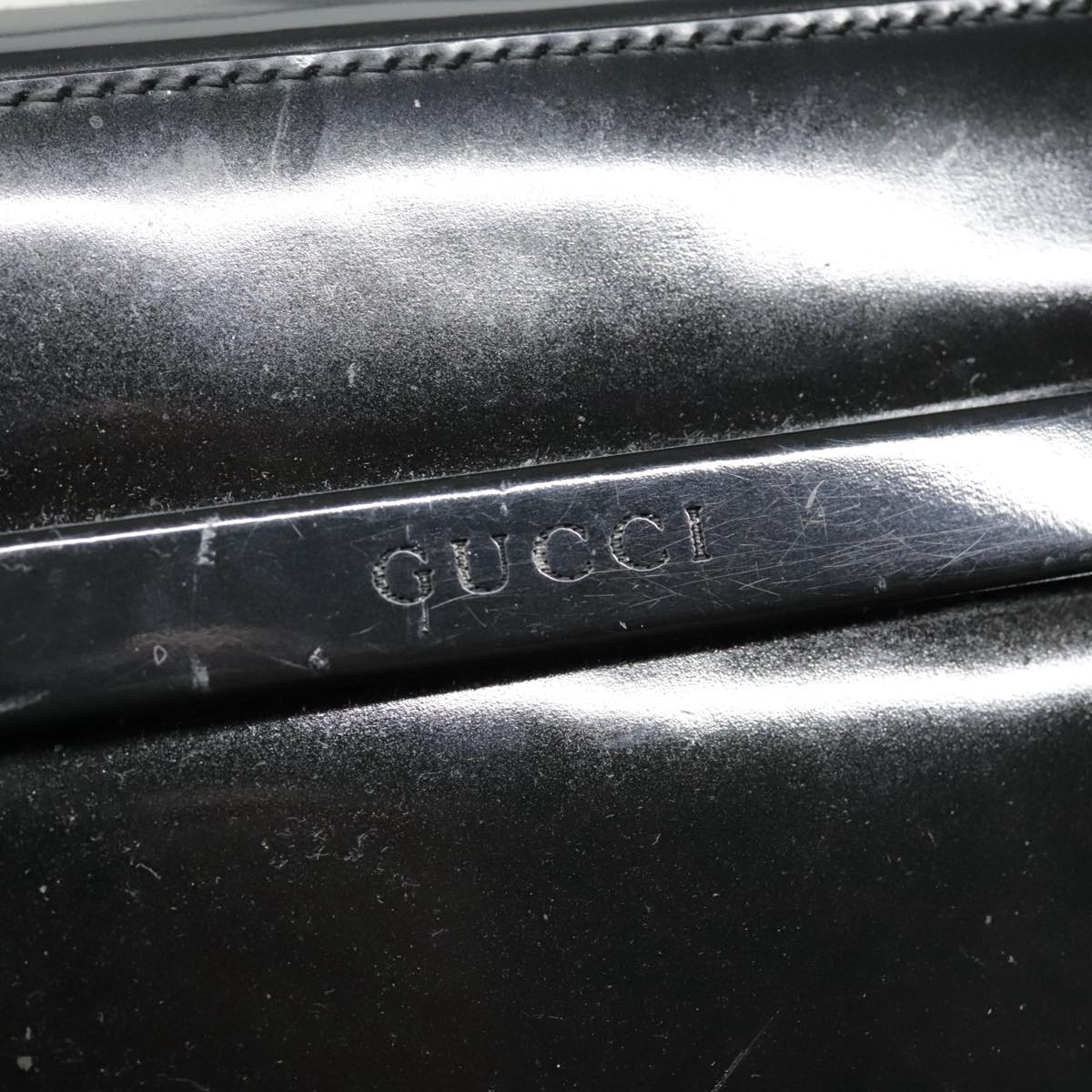 GUCCI Shoulder Bag Patent leather Black Auth yk15405